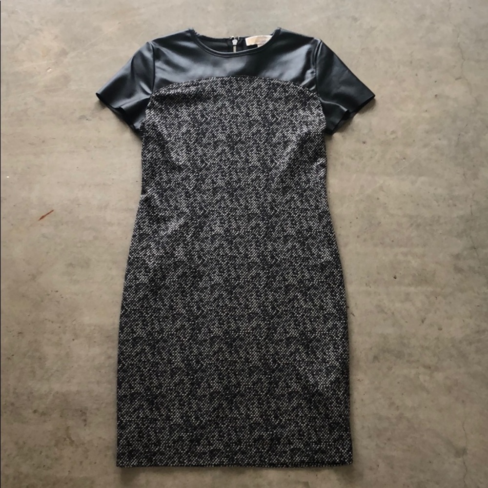Michael Kors snakeskin and faux leather dress